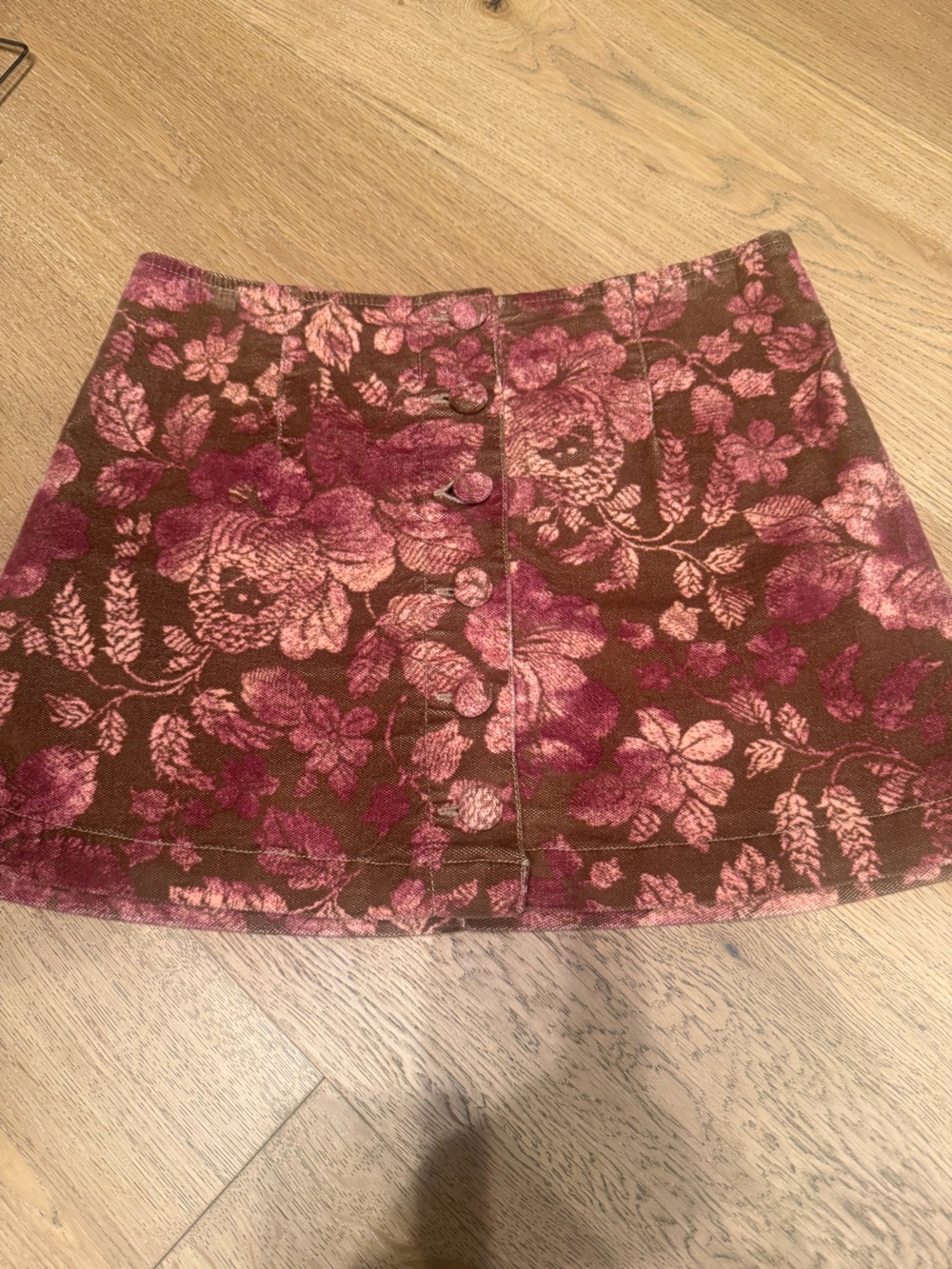Free People After Party Pink and Brown Floral Mini Skirt